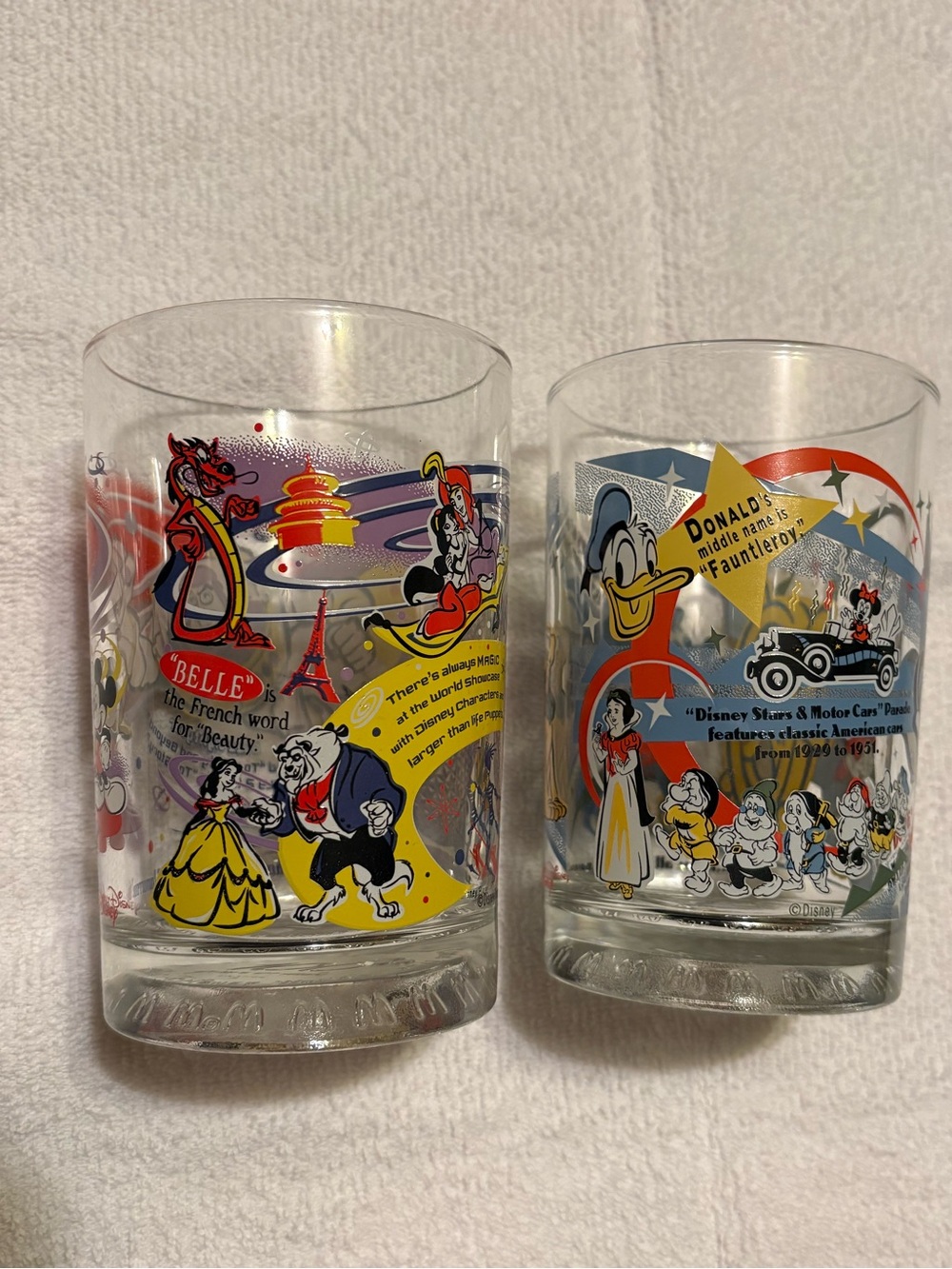 Bundle of TWO Disney x McDonald’s Glass Cups- Walt Disney 100 Years of Magic